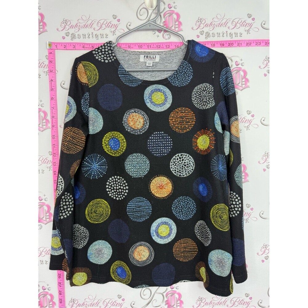 FRILLI EXCHANGE shirt Black Long-Sleeve Dot-Pattern Tee